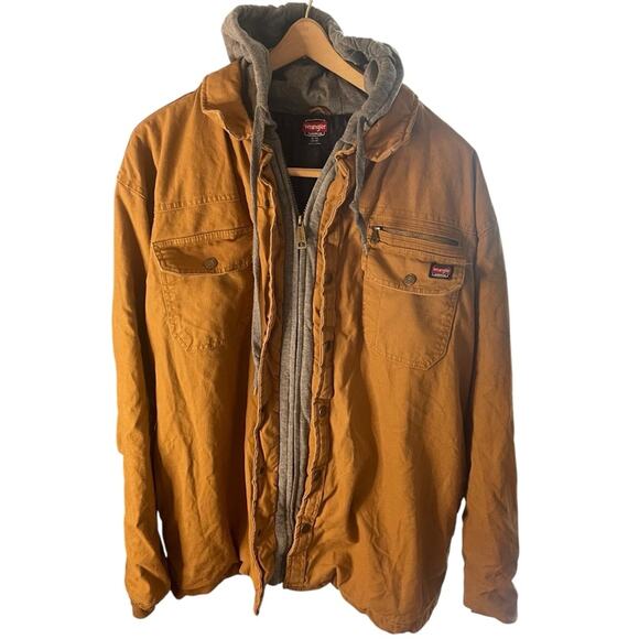 Wrangler Workwear Duck Canvas Hooded Quilted Chore Barn Coat, western Jacket, XL - Picture 8 of 11